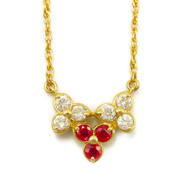 ネックレス ジュエリー ルビー 0.46ct ダイヤモンド 0.20ct K18YG（K18イエローゴールド） ジュエリー アクセサリー