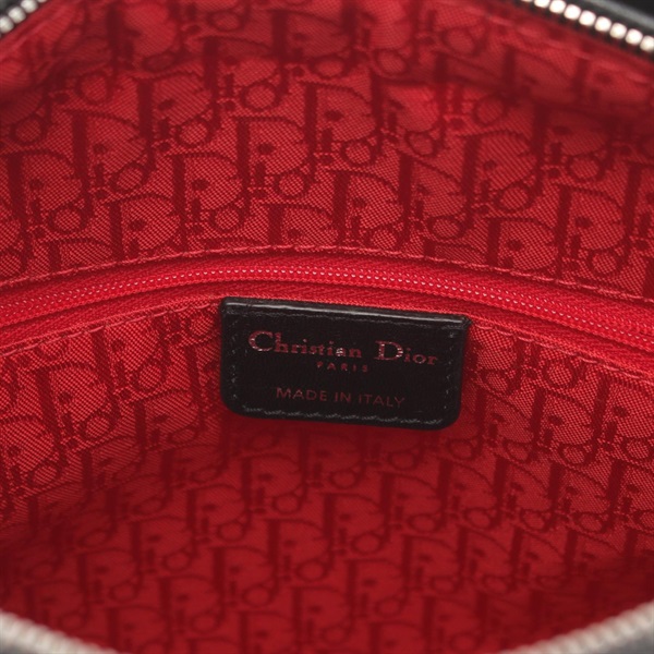 未使用級✨Dior ディオール　ケース　カナージュ　総柄　ブラック　レッド レディディオール カナージュ スモールバッグ ブラック/ゴールド金具