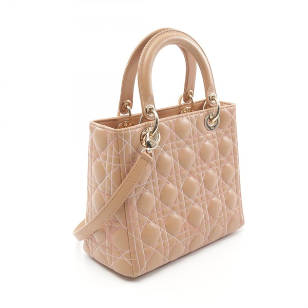 Dior ロゴ入り ハンドバッグ ベージュ/黒　美品 ディオール(Dior)ディオール レディディオール カナージュ