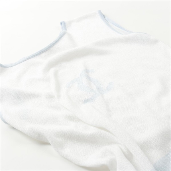 シャネル　ロゴ　タンクトップ　白　ホワイト　ココマーク　ヴィンテージ Chanel CC Logo Ribbed Tank Top White FR44 | Tokyo Roses Vintage