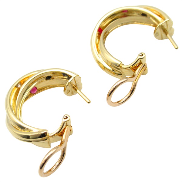 カルティエ　トリニティ　ダイヤサファイアルビーピアス カルティエ(CARTIER)カルティエ トリニティピアス ルビー サファイア