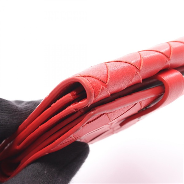 【ほぼ未使用】ボッテガヴェネタ　フラットポーチ　イントレチャート　レザー　赤 ボッテガヴェネタ イントレチャート 長財布 ナッパ 赤 レッド