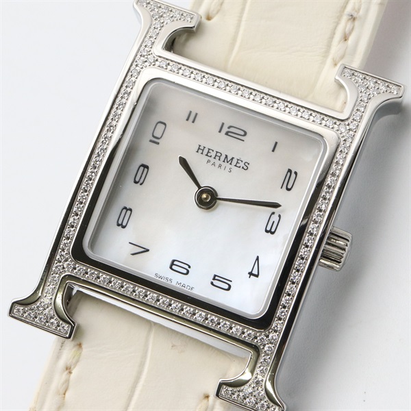 エルメス(HERMES)エルメス Hウォッチ ダイヤベゼル 腕時計 時計  