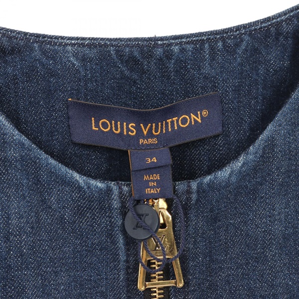 LOUIS VUITTON - ルイ・ヴィトン LOUIS VUITTON レザーアクセント デニムジャケット 衣料品 アウター コットン レディース ブルー系 / ブラウン系 RW231D GM1 FOJA07 【中古】 ルイ・ヴィトン(LOUIS VUITTON)ルイ・ヴィトン レザーアクセント