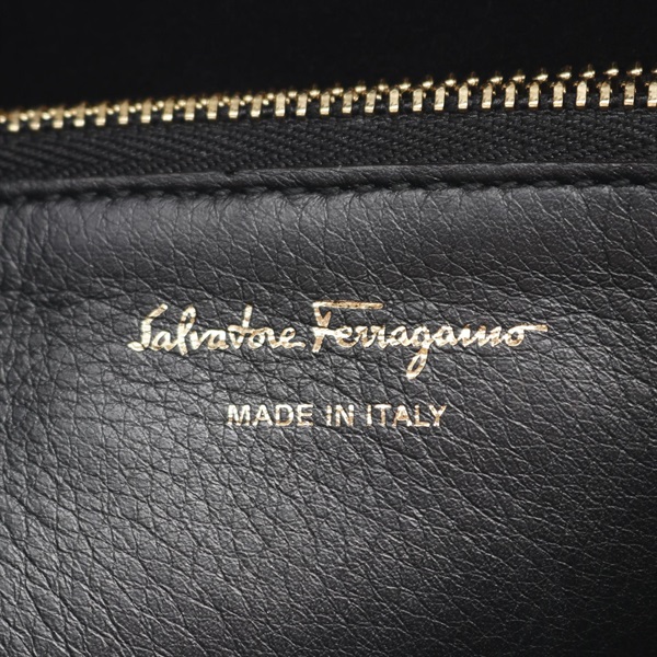 サルヴァトーレ　フェラガモ　レザーハンドバッグ　139 フェラガモ ハンドバッグ 240797 ブラック キャンバス レザー