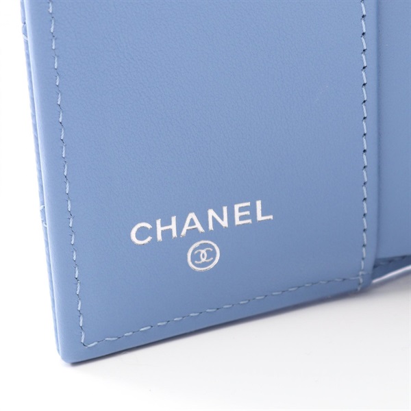 【新品】シャネル CHANEL マトラッセ スモール ウォレット ブルー 財布 シャネル(CHANEL)シャネル マトラッセ スモールフラップウォレット 三