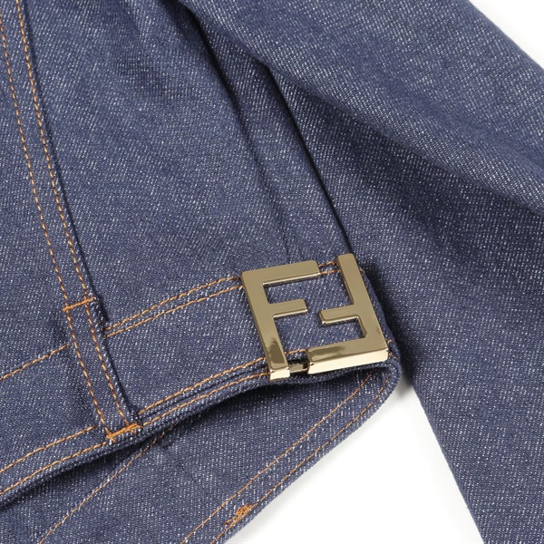 美品　フェンディ　デニムジャケット　金ボタン　レディース　インディゴブルー　40 wine-king_6909500000007688
