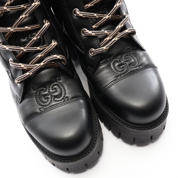 グッチ(GUCCI)グッチ サイドジップ レースアップ ブーツ 靴 レディース