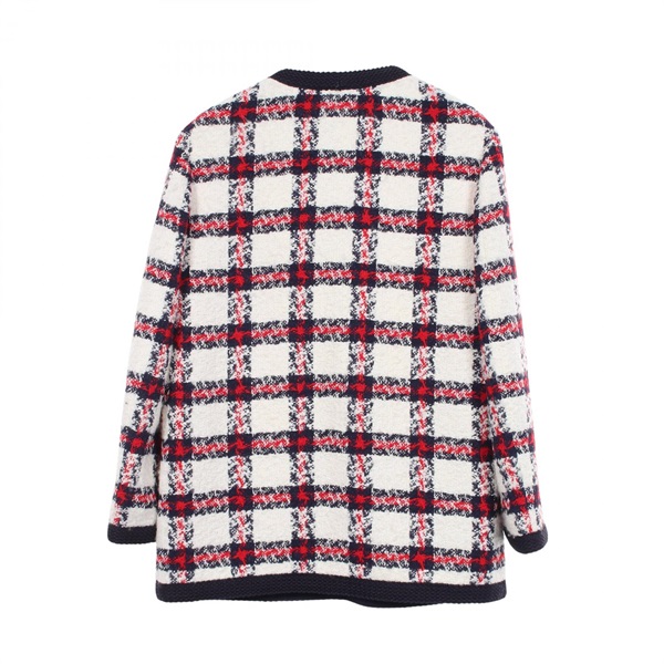 グッチ(GUCCI)グッチ チェック柄 ツイード ノーカラージャケット 衣料