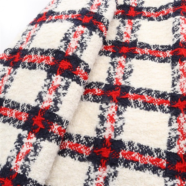 グッチ(GUCCI)グッチ チェック柄 ツイード ノーカラージャケット 衣料