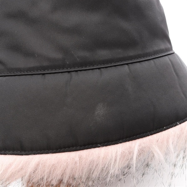 プラダ(PRADA)プラダ Re-Nylon ファー付き バケット ハット 帽子