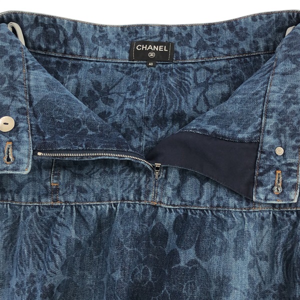 シャネル　デニム　ボックススカート　美品 CHANEL(シャネル) デニムスカート P53458V40193 ライト