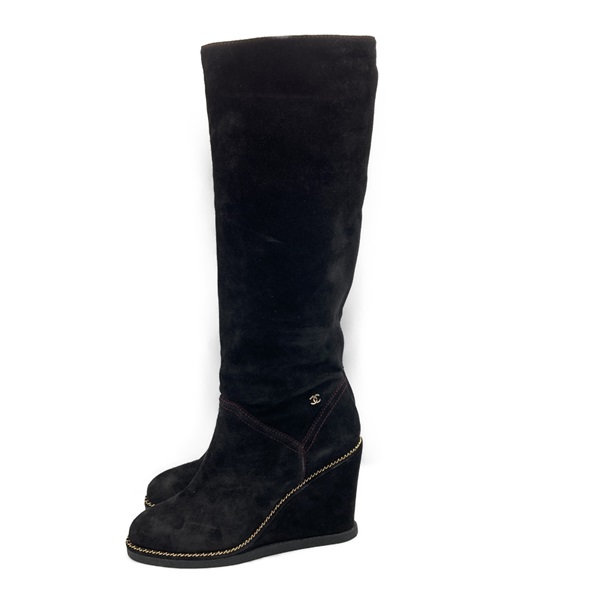 CHANEL フラットロングブーツ シャネル(CHANEL)シャネル ロングブーツ ブーツ 靴 レディース