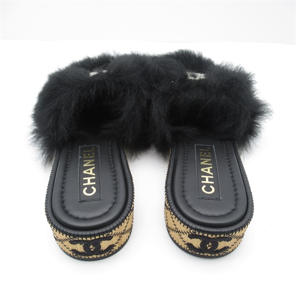 シャネル(CHANEL)シャネル ファーロゴサンダル サンダル 靴 レディース