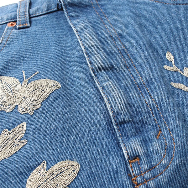 GUCCI 刺繍デニムスカート ライトブルー GUCCI 刺繍デニムスカート