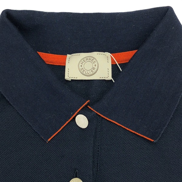 T*様 美品HERMES エルメス　ポロシャツ　Sネイビー　国内正規品 HERMES - エルメス HERMES セリエボタン半袖ポロシャツ ネイビー