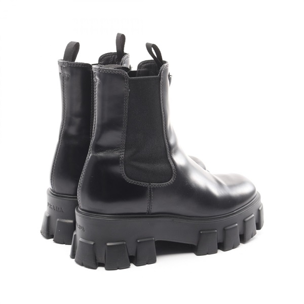 プラダ PRADA モノリス ブラッシュドレザー チェルシーブーツ 35 1/2 プラダ モノリス ブラッシュドレザー チェルシーブーツ (PRADA