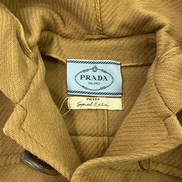 美品 PRADA 　アンゴラ混　ダッフルコート　ロングコート　カーキ　38サイズ 美品 PRADA アンゴラ混 ダッフルコート ロングコート カーキ 38サイズ