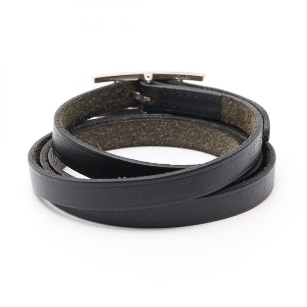 HERMES エルメス アピ ロングブレスレット レザー ブラック HERMES】エルメス アピ3 ロング レザー 黒 ユニセックス