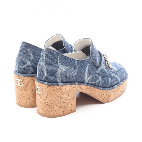 シャネル(CHANEL)シャネル ココマーク デニム 厚底 ローファー 靴