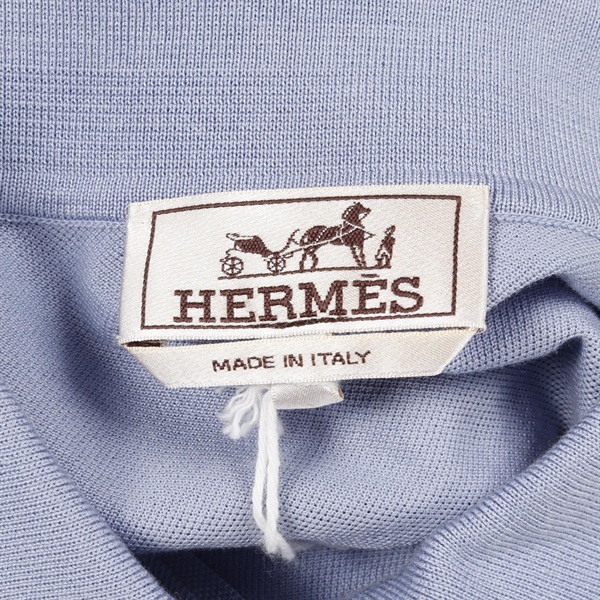 エルメス HERMESイタリア製レディース 鹿子 ポロシャツ サイズS エルメス(HERMES)エルメス H刺繍ポケット付き 鹿の子 ポロシャツ 衣料