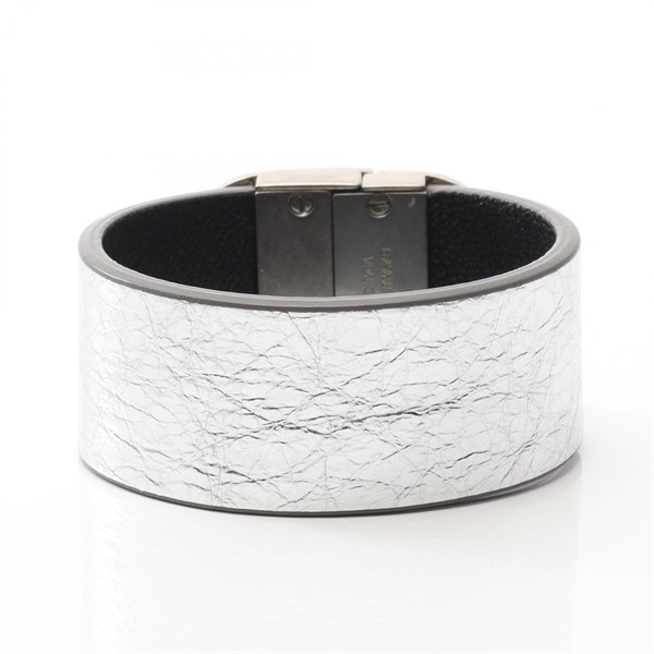 【新品未使用】BALENCIAGA グレー レザー ブレスレット バレンシアガ BALENCIAGA ブレスレット 656418 TZX4S 1766 レディース