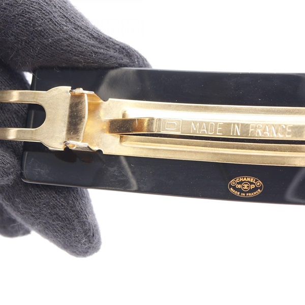 シャネル　ブラウン　バレッタ　MADE IN FRANCE 楽天市場】【15%OFF】 シャネル バレッタ CHANELロゴ GP レザー