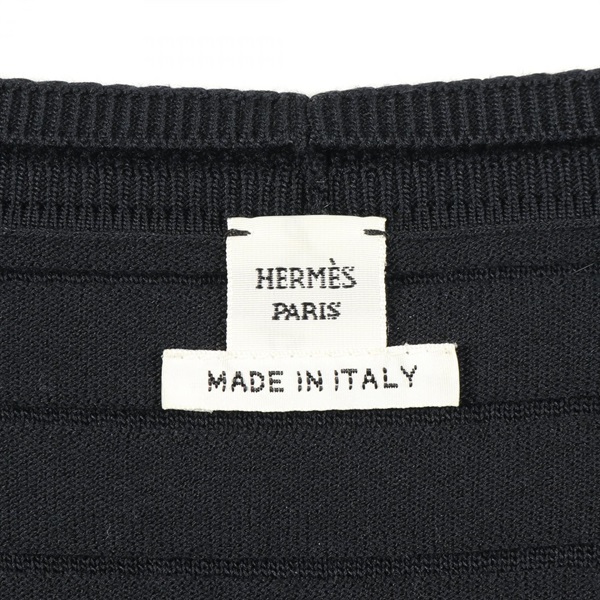 エルメス カーディガン シェーヌダンクル シルク コットン レディースサイズ36 HERMES トップス 黒 エルメス 2024 S/S ロングカーディガン 