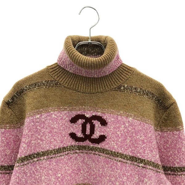 ポーリー様 訳あり】CHANEL ウール ボーダー柄 ニット マルチカラー ポーリー様 訳あり】CHANEL ウール ボーダー柄 ニット マルチカラー