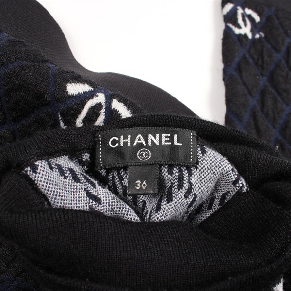 シャネル(CHANEL)シャネル ロゴ チェック ハイネック ニット 衣料品