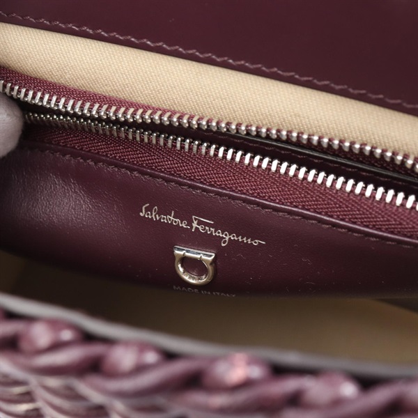 【美品】サルヴァトーレフェラガモ　型押しロゴ　ステッチ　レザー　ビジネスバッグ FERRAGAMO（フェラガモ） ブリーフケース 24 1364 メンズ ガンチーニ