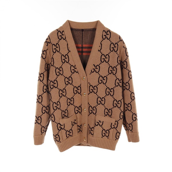 GUCCI - グッチ GUCCI GG柄 カーディガン 衣料品 トップス ウール レディース ブラウン系 / オレンジ系 699872 XKCFX 【中古】 グッチ(GUCCI)グッチ GG柄 カーディガン 衣料品 トップス レディース