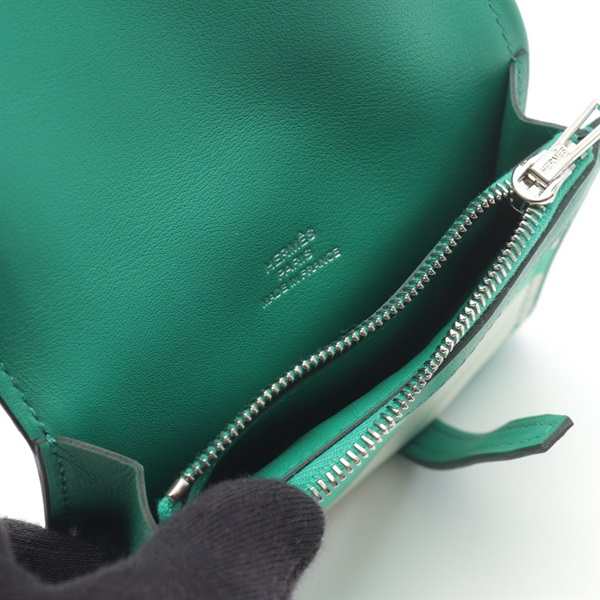 エルメス アヴェックソワ コンパクト FAUBOURG RAINBOW フォーブル レインボー 二つ折り財布 ヴォースイフト レザー シルク ミント グリーン 緑 シルバー金具 W刻印 箱付 HERMES（新品・未使用品） エルメス アヴェックソワ コンパクト FAUBOURG RAINBOW フォーブル
