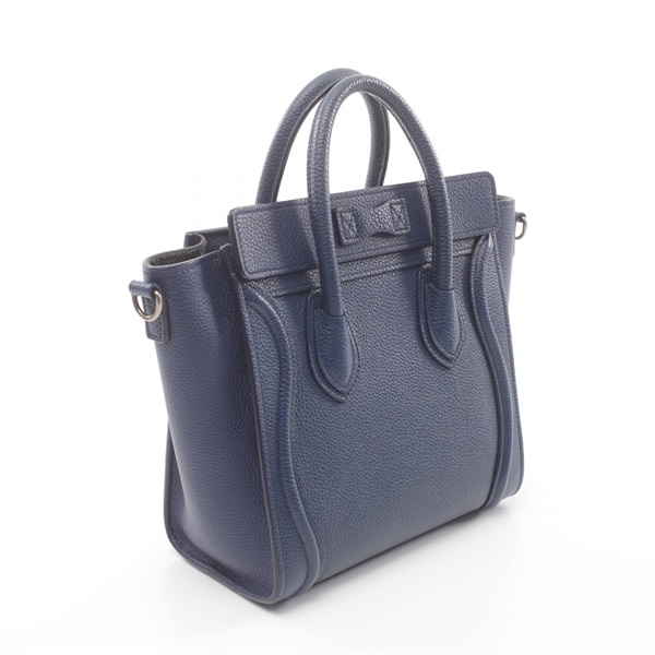 美品 CELINE(セリーヌ) ラゲージ ナノ ブラック ドラムドカーフ バッグ  