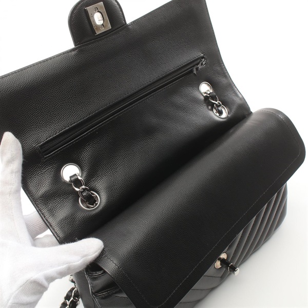 シャネル(CHANEL)シャネル シェブロン Vステッチ Wフラップ ショルダー