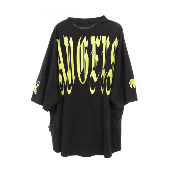 【美品】パームエンジェルス☆背面　ビッグロゴ　七分袖　シャツ　ブラック パームエンジェルス(PALM ANGELS)パームエンジェルス カットソー 衣料