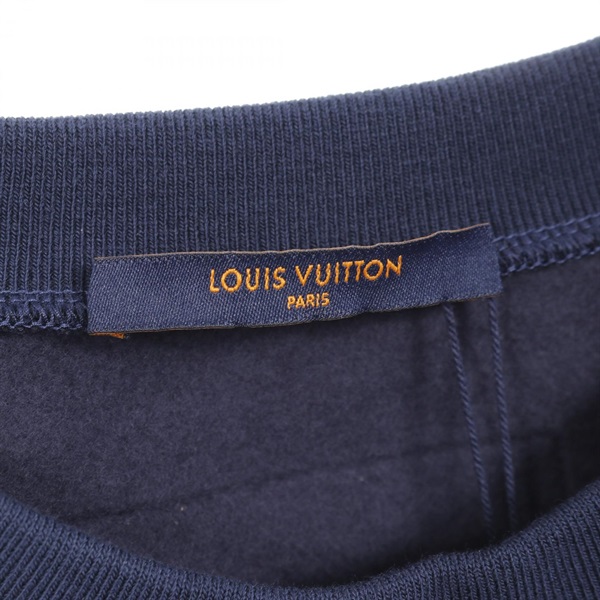 【極美品】ルイヴィトン プリントエンブロイダリースウェットシャツ ブラック L ルイヴィトンLOUIS VUITTONエンブロイダリークルーネックスウェット即