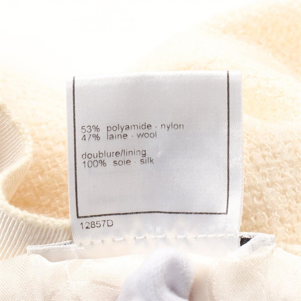 本物 美品 シャネル COCO ボーダーパイピング フリン ジャケット 白 楽天市場】【返品可】CHANEL シャネル ココボタン ツイード ノー