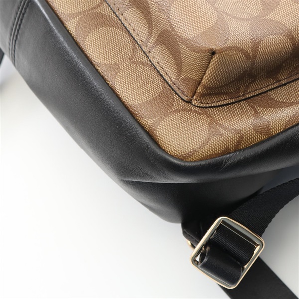 【美品】コーチ ミディアムチャーリー リュック ブラウン シグネチャー 美品】コーチ ミディアムチャーリー リュック ブラウン