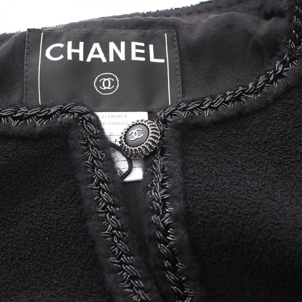 シャネル(CHANEL)シャネル ココマークボタン ツイード ノーカラー