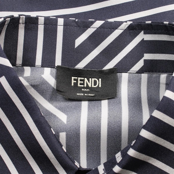 美品△FENDI フェンディ 2021年製 FS0795 シルク100％ FFロゴ 総柄