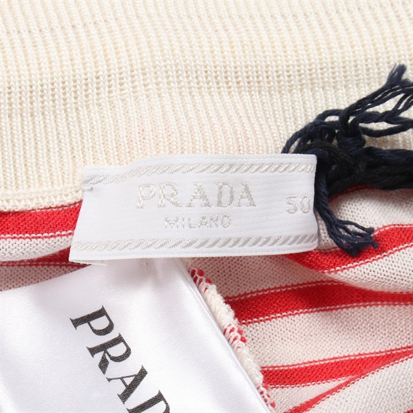 美品 プラダ ストライプ柄 コットン ワイドパンツ 44 赤タグ プラダ(PRADA)プラダ パンツ 衣料品 ボトムス メンズ｜2120300026161