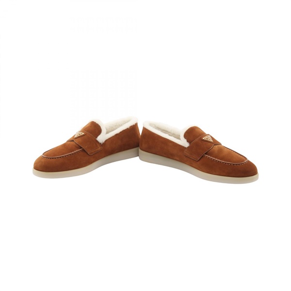 プラダ PRADA トライアングルロゴ ローファー 靴 スウェード シアリング メンズ ブラウン系 2DG124 【中古】 プラダ(PRADA)プラダ トライアングルロゴ ローファー 靴 メンズ 2DG124