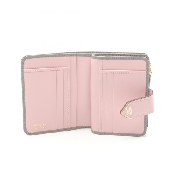PRADA 二つ折り財布　1ML018 グレー　ピンク　TAB ミディアム プラダ(PRADA)プラダ SAFFIANO TAB 二つ折り財布 財布 レディース