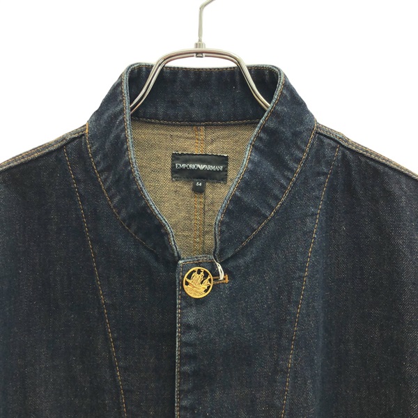 EMPORIO ARMANI デニムジャケット インディゴ加工 レザーパッチ EMPORIO ARMANI (エンポリオアルマーニ) イーグルロゴ デニム