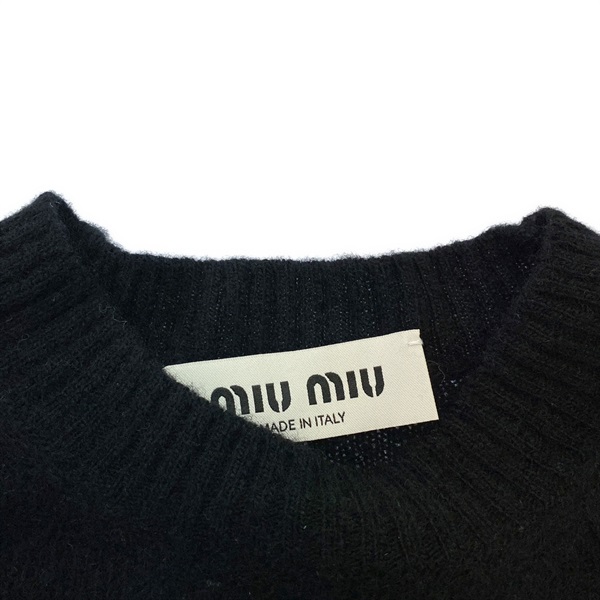 miu miu ブラック ロゴ入り セーター Miu Miu logo-jacquard Cashmere Jumper | Black | FARFETCH