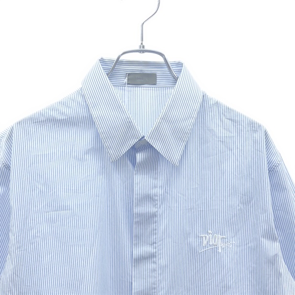 ディオール(Dior)ディオール シャツ ホワイト ブルー ストライプ 半袖
