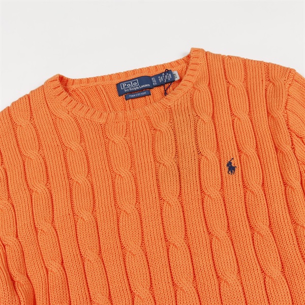 Polo Ralph Lauren オレンジ ケーブル編み セーター Polo Ralph Lauren オレンジ ケーブル編み セーター