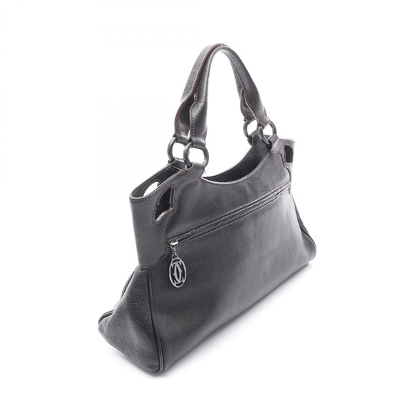 カルティエ マルチェロ レザー ハンドバッグ 濃ダークブラウン シリアル カルティエ マルチェロ レザー ハンドバッグ 濃ダークブラウン シリアル