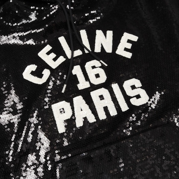 セリーヌ(CELINE)セリーヌ スパンコール ロゴ フーディ パーカー 衣料